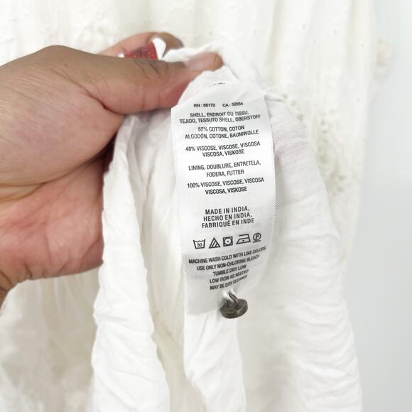 Anthropologie Maeve Womens Boho Beachy Tiered Eyelet Midi Dress Size‎ 0 White - Picture 6 of 10